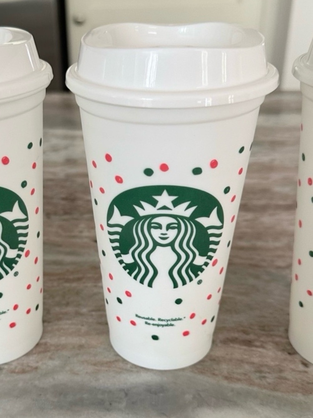 Set of 3 Starbucks Limited Edition Polka Dot Reusable Travel Coffee Cups - Picture 2 of 12
